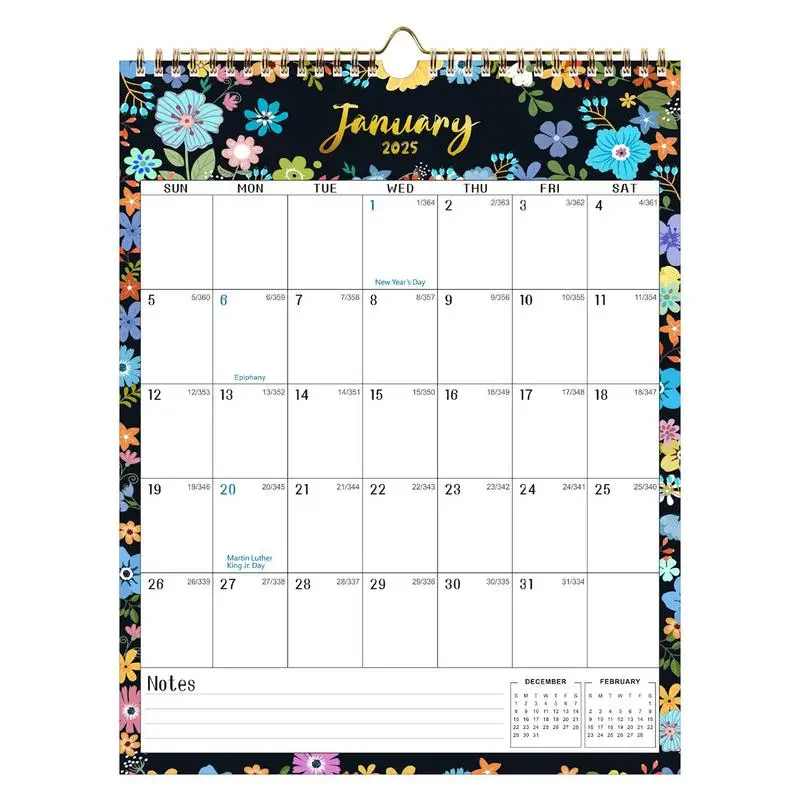 Wall Calendar 2025-2026 Vertical Monthly Daily Rainy Night Spring Flowers 18 Month Calendar From January 2025 June 2026 Calendar