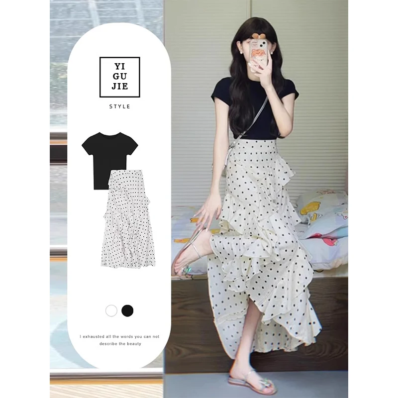 

Ele Commuter Sle Женский комплект Faion ort Sve Юбка в горошек Костюм из двух предметов Повседневная осенняя одежда для взрослых