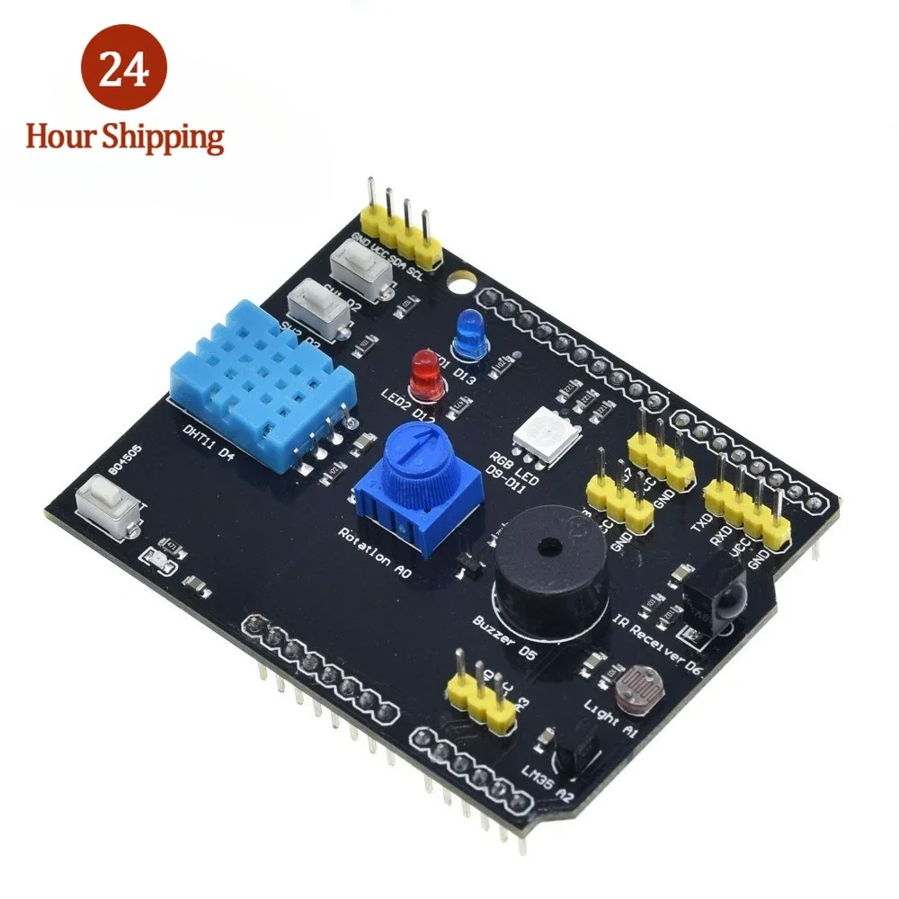 9 in 1 sensor board Multifunction Expansion Board DHT11 LM35 Temperature Humidity For Arduino UNO RGB LED IR Receiver Buzzer