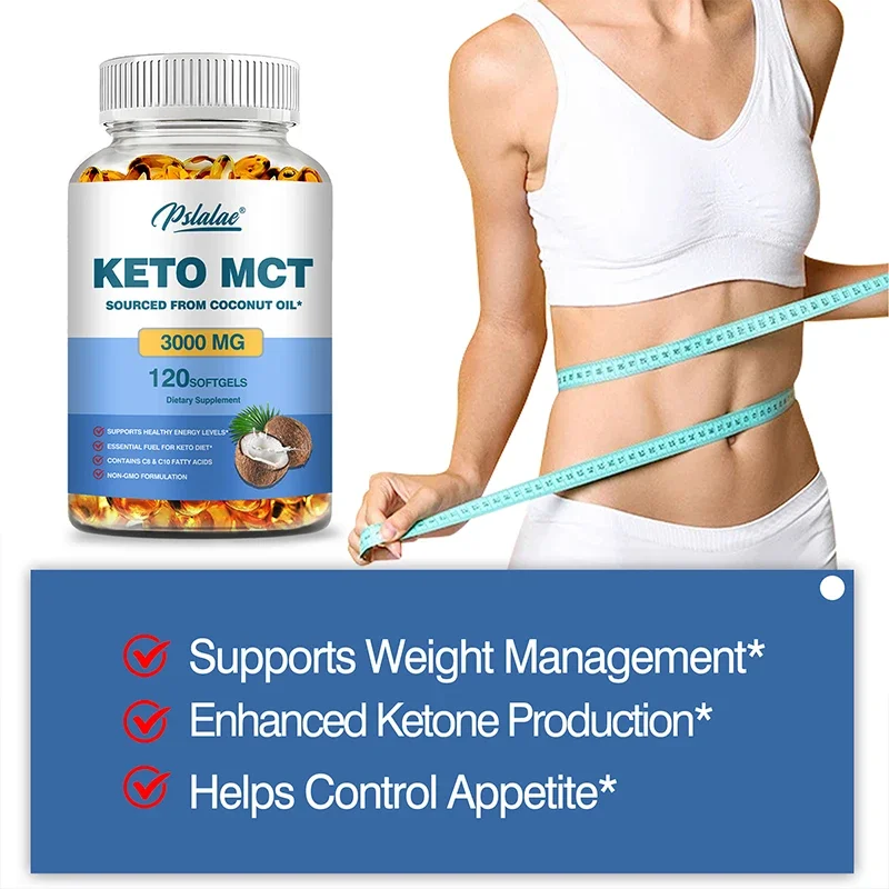 แคปซูลน้ํามัน Keto MCT - ให้พลังงาน ปรับปรุงการย่อยอาหาร และช่วยรักษาน้ําหนักที่ดีต่อสุขภาพ