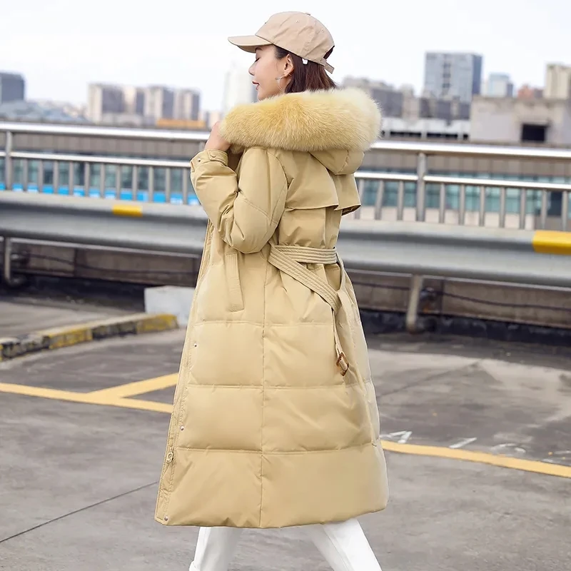 Long Down Cotton Parkas Coat Female 2024 New Winter Loose Large Fur Collar Hooded Warm Thick Parkas Puffer Women Padded Overcoat