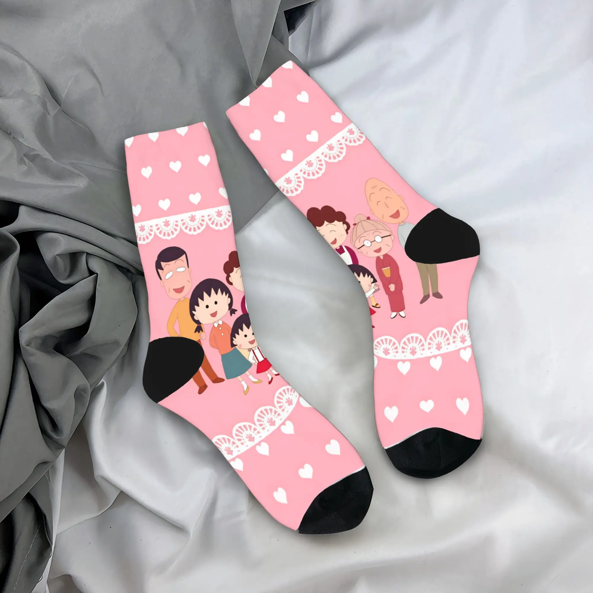 Chibi Maruko Chan Socks  Novelty Stockings Couple High Quality Outdoor Socks Spring Pattern Anti Slip Socks