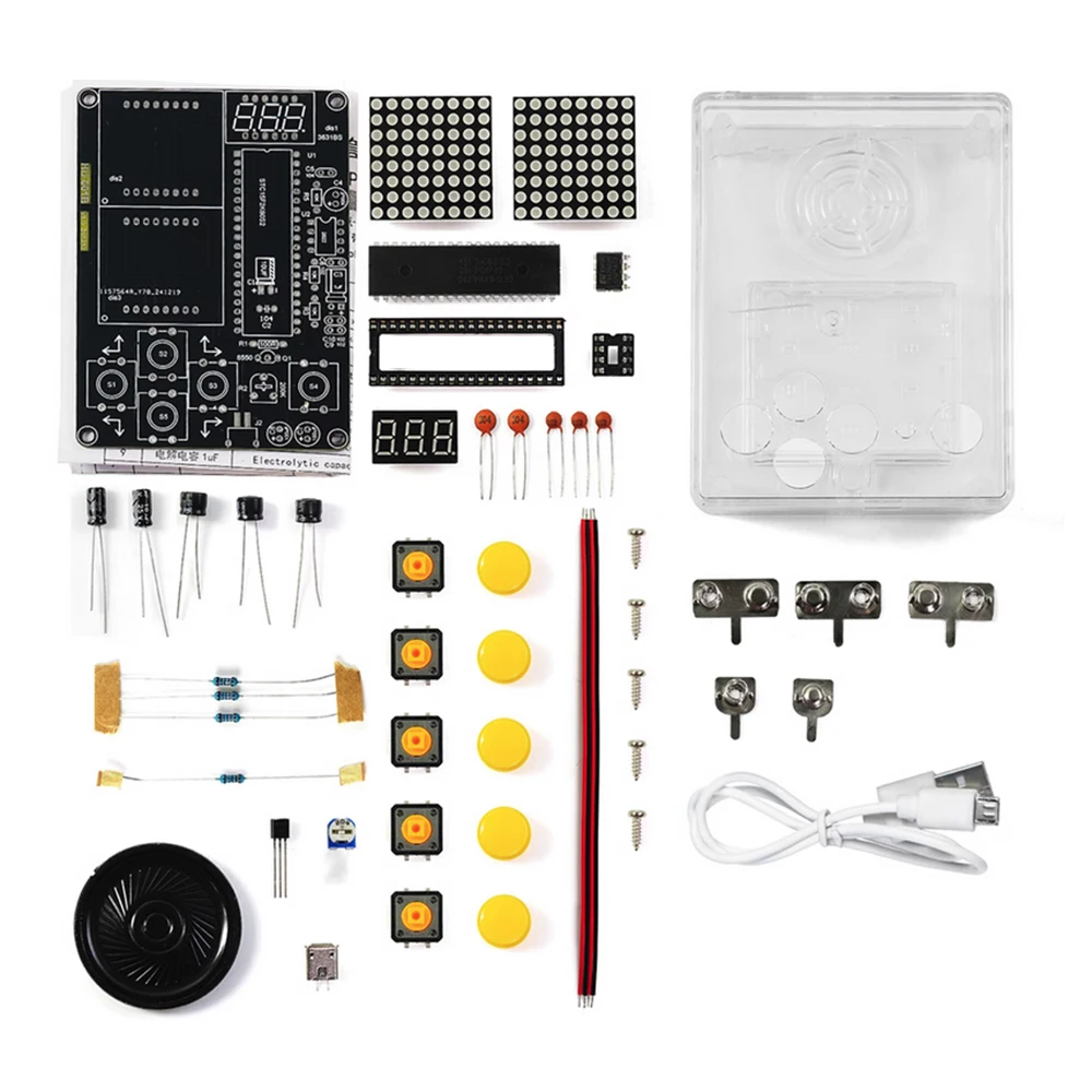 Voice version 7 pixel game console electronic DIY kits Muyu handheld 51 single-chip computer DIY welding practice parts USB