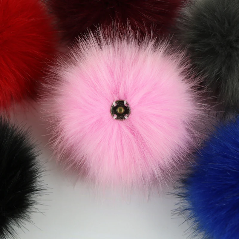 Colorful Hairball Handmade Plush Accessories Faux Fox Fur Pompom Women Caps Shoes Accessory 8Cm Dark Buckle