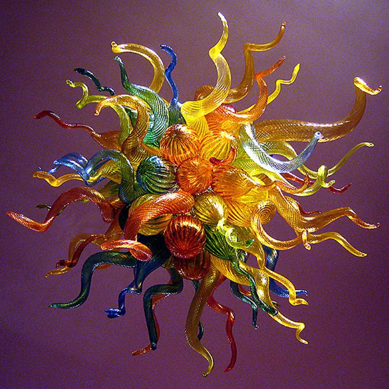 Retro Hand Blown Glass Chandelier Pendant Lamp Colorful Light Home Decorative Lighting Fixture