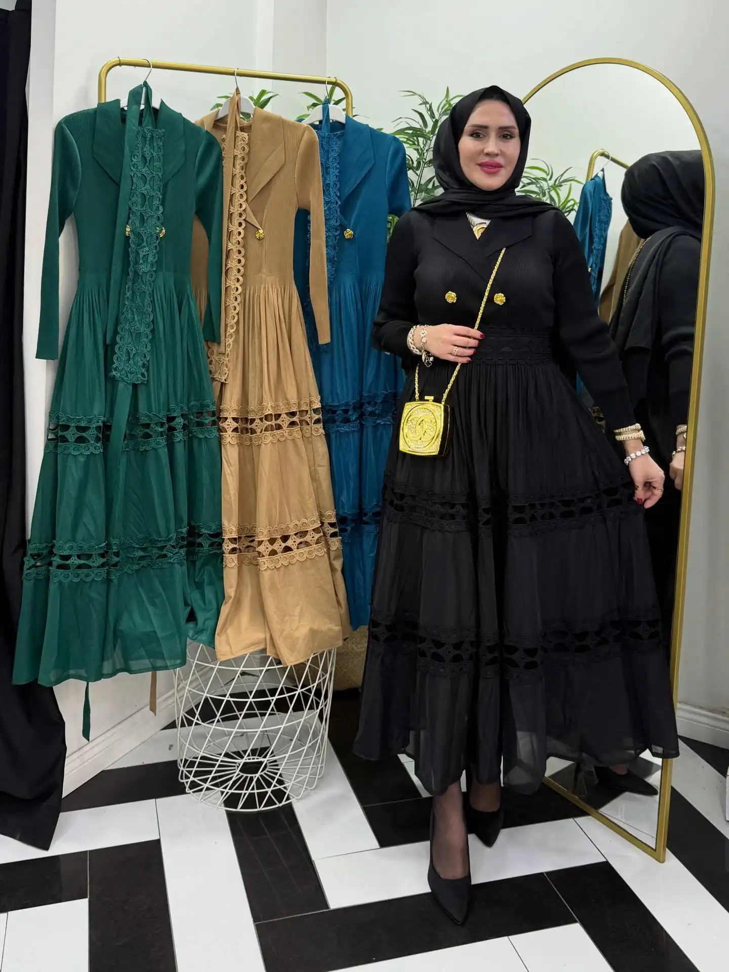 فستان EGRM لحفلات الزفاف التقليدية بطيات على شكل حرف a بدلة أنيقة بياقة نسائية فساتين تنحيف الخصر 2026 جديد 6G5973 #2