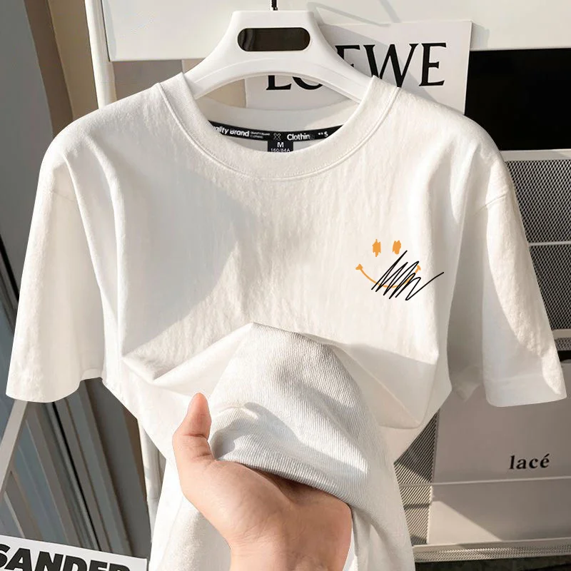 Korean Summer Women Clothing Pure Cotton T-Shirts O-Neck Cartoon Letter Simplicity Fashion Casual Loose Short Sleeve Motion Tops