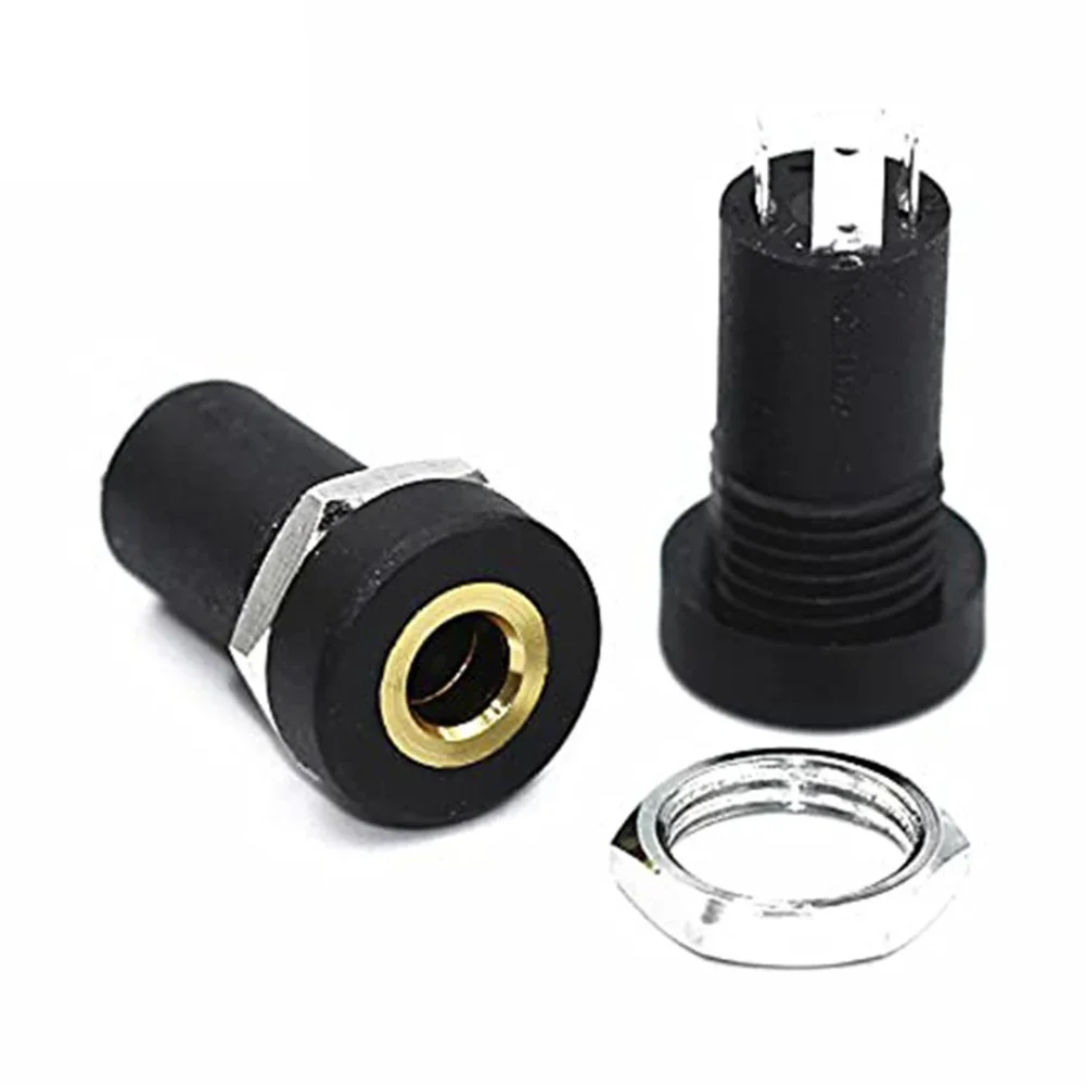 2/5pcs Stereo Socket Audio Adapter 3.5mm Aux Stereo Socket Input Panel Mount Audio Adapter 3 Pole Stereo Socket Audio Adapters