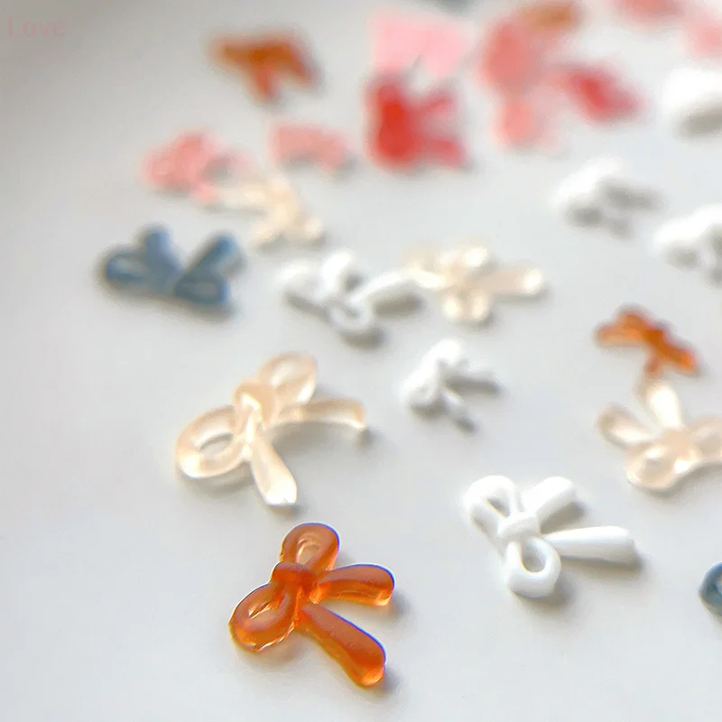 [L & P] 50 قطعة القوس الراتنج مسمار سحر السائبة مزيج حجم ثلاثية الأبعاد الشريط Bowkont البسيطة Kawaii مسمار الفن اكسسوارات DIY بها بنفسك لطيف الأظافر الزينة