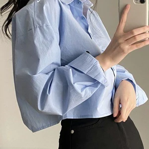 Zadily Camisa White Long Mango Women's, Korean Style, Divided Button Tops, Casual Blouse, Party, Monochrome, New, Spring, 2023 10 Main Sales Crop Shirt - №9