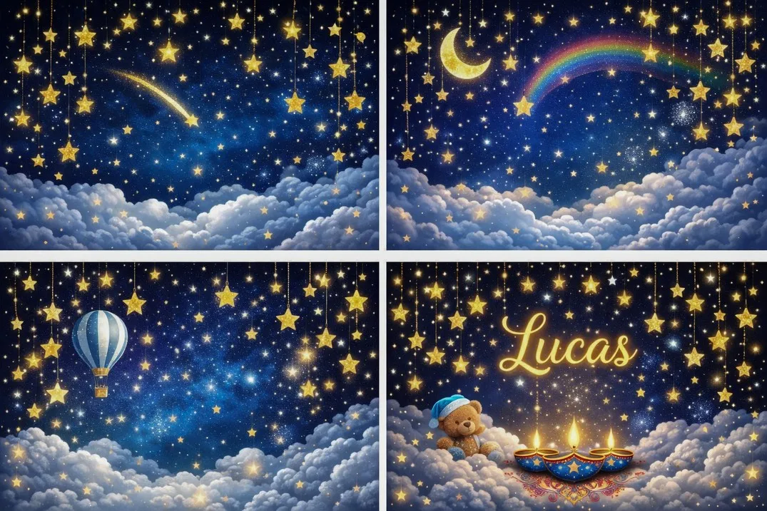 cielo nocturno, estrellas, nubes, luna, arcoíris, soñador, tranquilo, mágico, fantasía, fondos, cumpleaños, fondos para estudio de fotografía