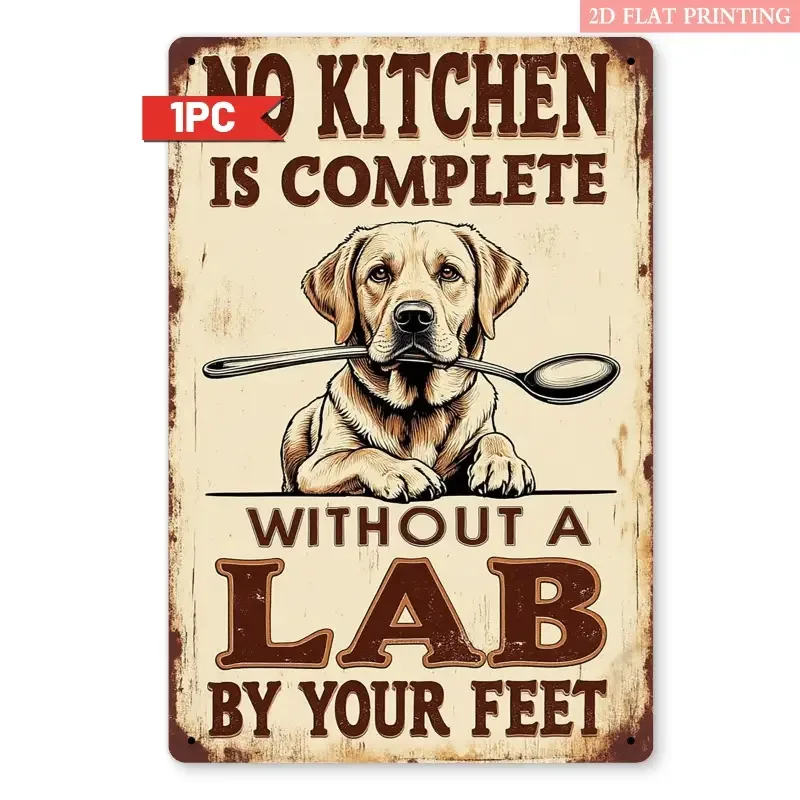 2D Flat, 1pc Vintage Labrador Dog Metal Wall Art Sign 