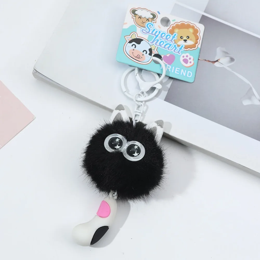 

Cartoon Hairball Cat Pendant Cute Elf Decorative Small Briquettes Keychain Kawaii Plush Cat Plush Ball Key Chain Women Men