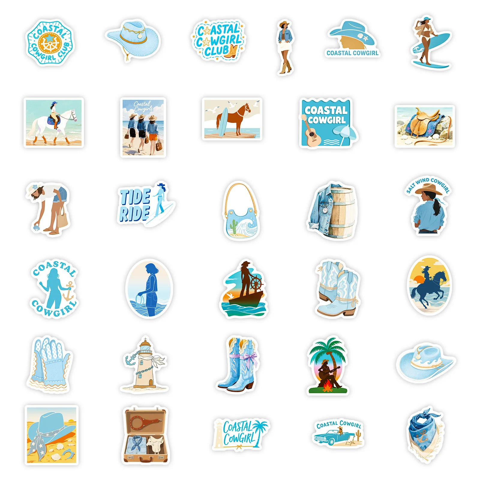 56 قطعة ملصقات نمط الشاطئ الكرتونية الإبداع الأزرق الكتابة على الجدران الديكور DIY بها بنفسك دفتر حقيبة الغيتار سكيت ألعاب الهاتف الشارات