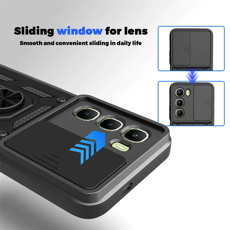 الشريحة عدسة حماية درع جراب هاتف ل انفينيكس الساخن 60 برو 4G Hot60 برو + زائد 60Pro 60i حلقة للغطاء حامل مغناطيسي حامل Fundas