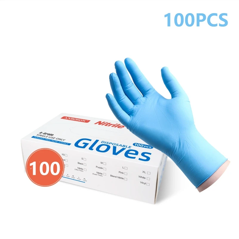 Blue Disposable Chemical Resistant Rubber Nitrile Latex Work Housework Kitchen Home Cleaning Car Repair Tattoo Car Wash Gloves