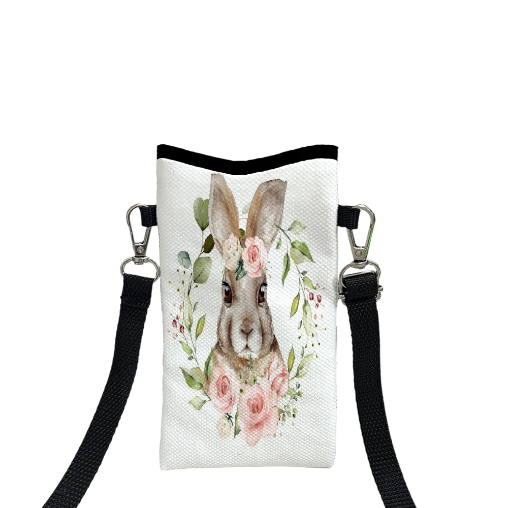 

Pastoral Cute Rabbit Crossbody PhoneBag Adjustable Detachable Strap Designed ForWomen CrossbodyBagShoulder Bag