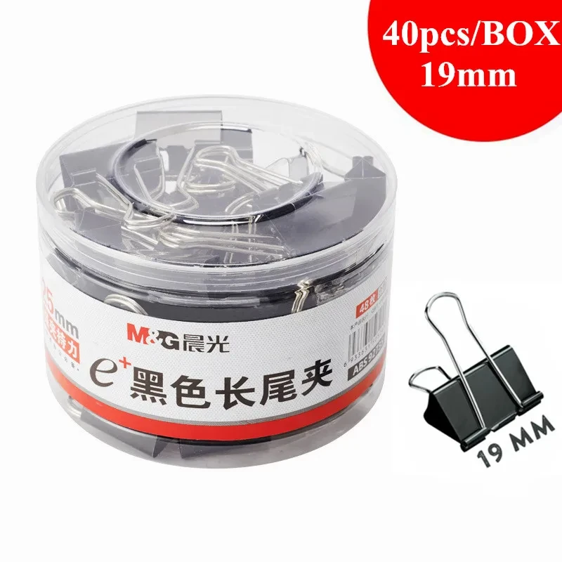 

M&G 24pcs/Barrel Binder Clips Long Tail Clips Black Color Metal 32mm Small Size School Office Shop Stationary ABS92736