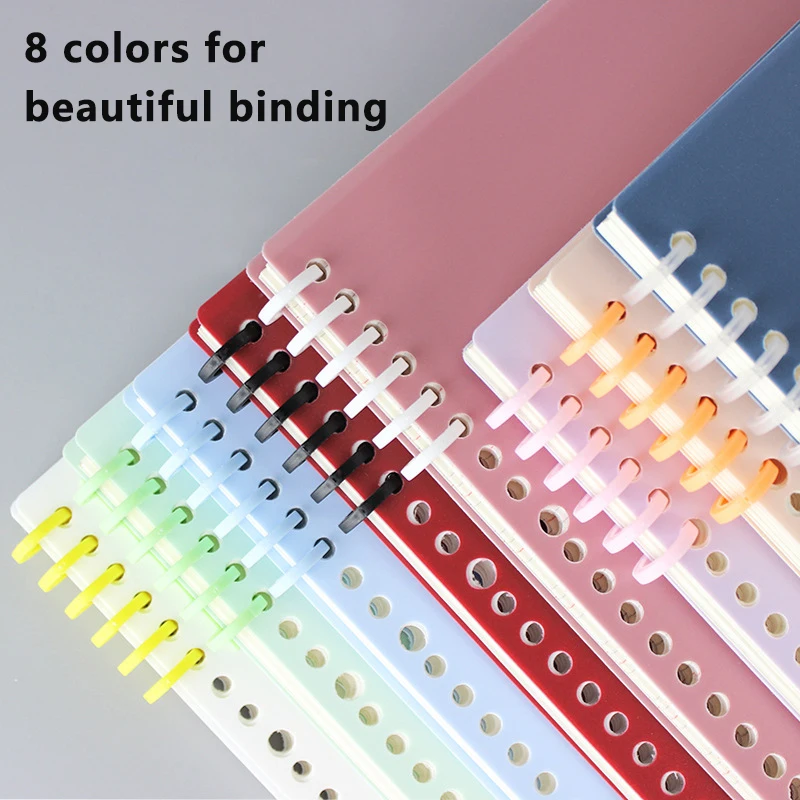 12Pcs/set 6 Holes Candy Color Loose-leaf Plastic Binding Ring Spring Spiral Rings A4 A5 Paper Notebook Stationery Binding Clip