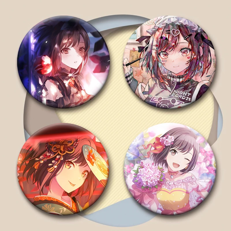 لطيف الكرتون فتاة شارة Shinonome Ena مشروع دبابيس على ظهره الملابس اليدوية دبابيس المينا المستديرة للمجوهرات هدية الإكسسوار