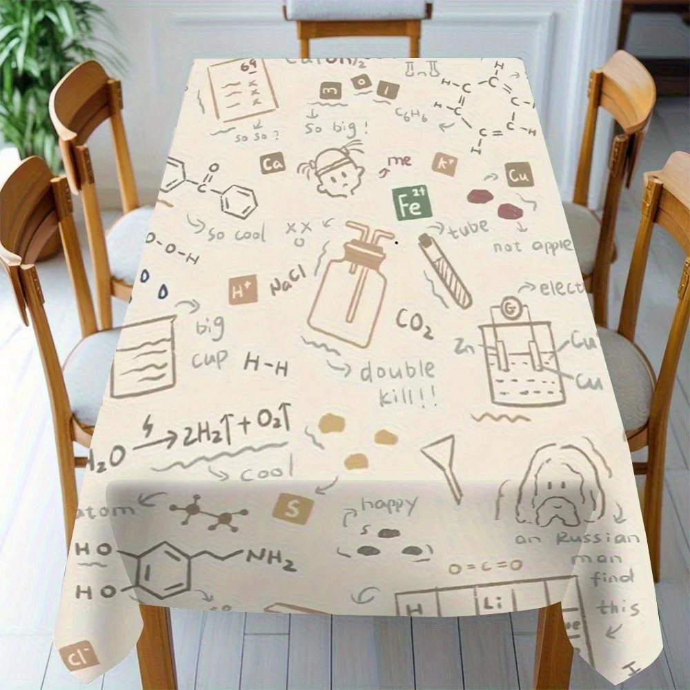 1 piece of laboratory element printed tablecloth, with a sense of intellectual atmosphere, polyester fiber tableclothxzj