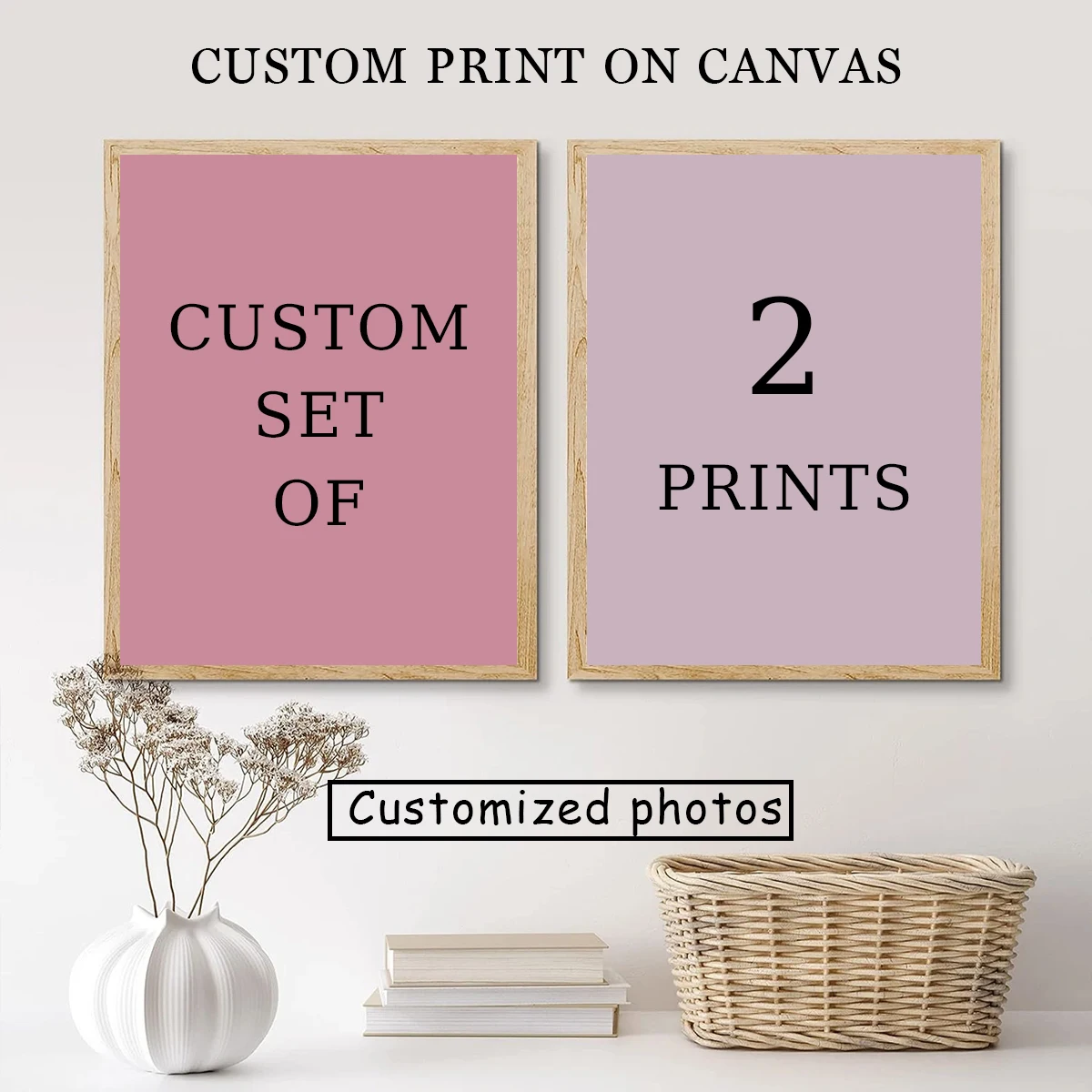 2 Stück/Set individueller Leinwanddruck, personalisiertes Foto, geeignet für Familienleben, Haustiere, Landschaft, Paar, Hochzeiten, Heimdekoration, Poster, Geschenke