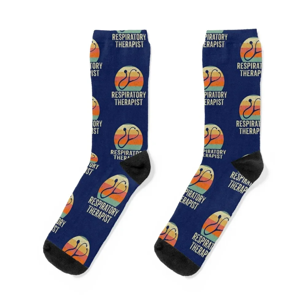 

Respiratory Therapist - Retro Sunset Stethoscope Socks cartoon man Designer Man Socks Women's