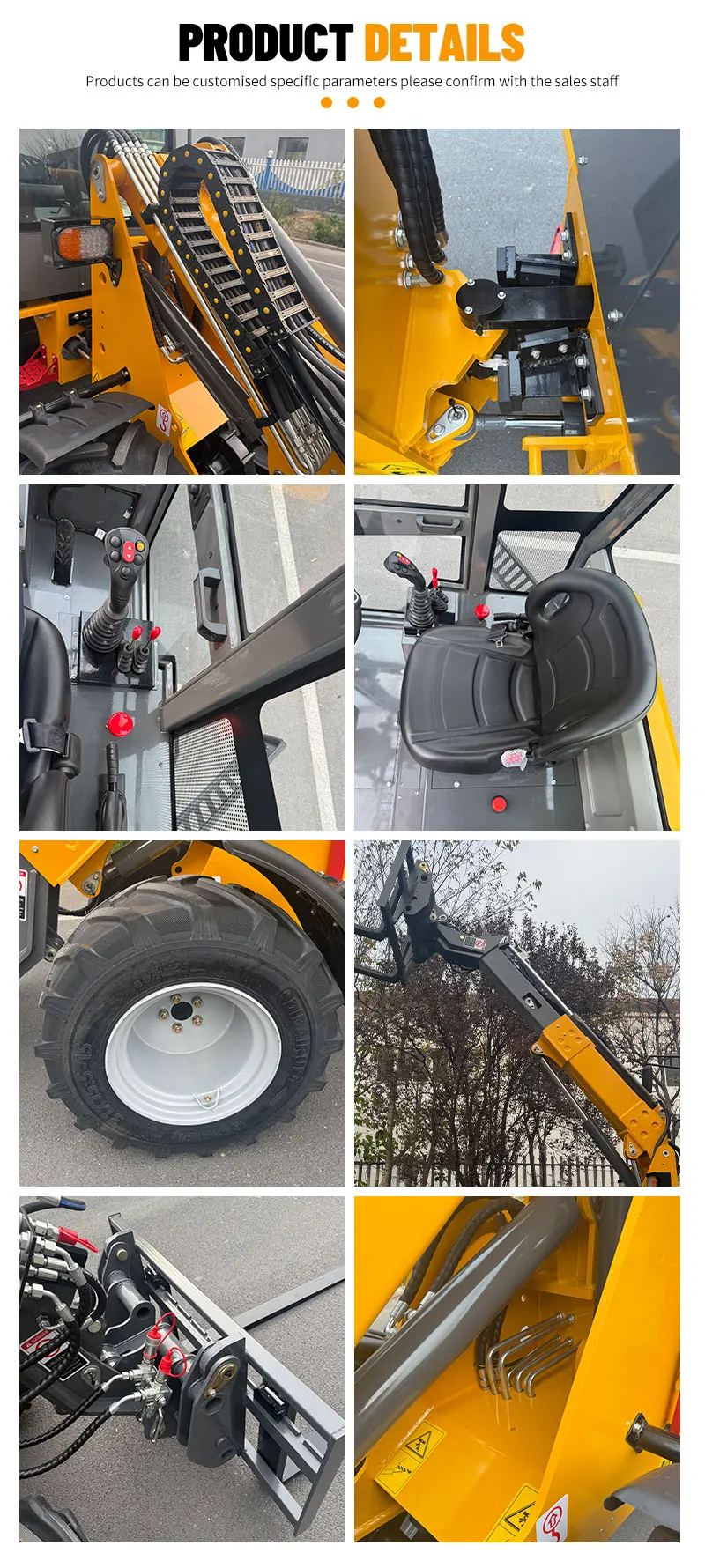 CE EPA-Motor, Allradantrieb, Mini-Kompaktlader mit Gelenkarm und Teleskop-Frontladerarm – Detail 7