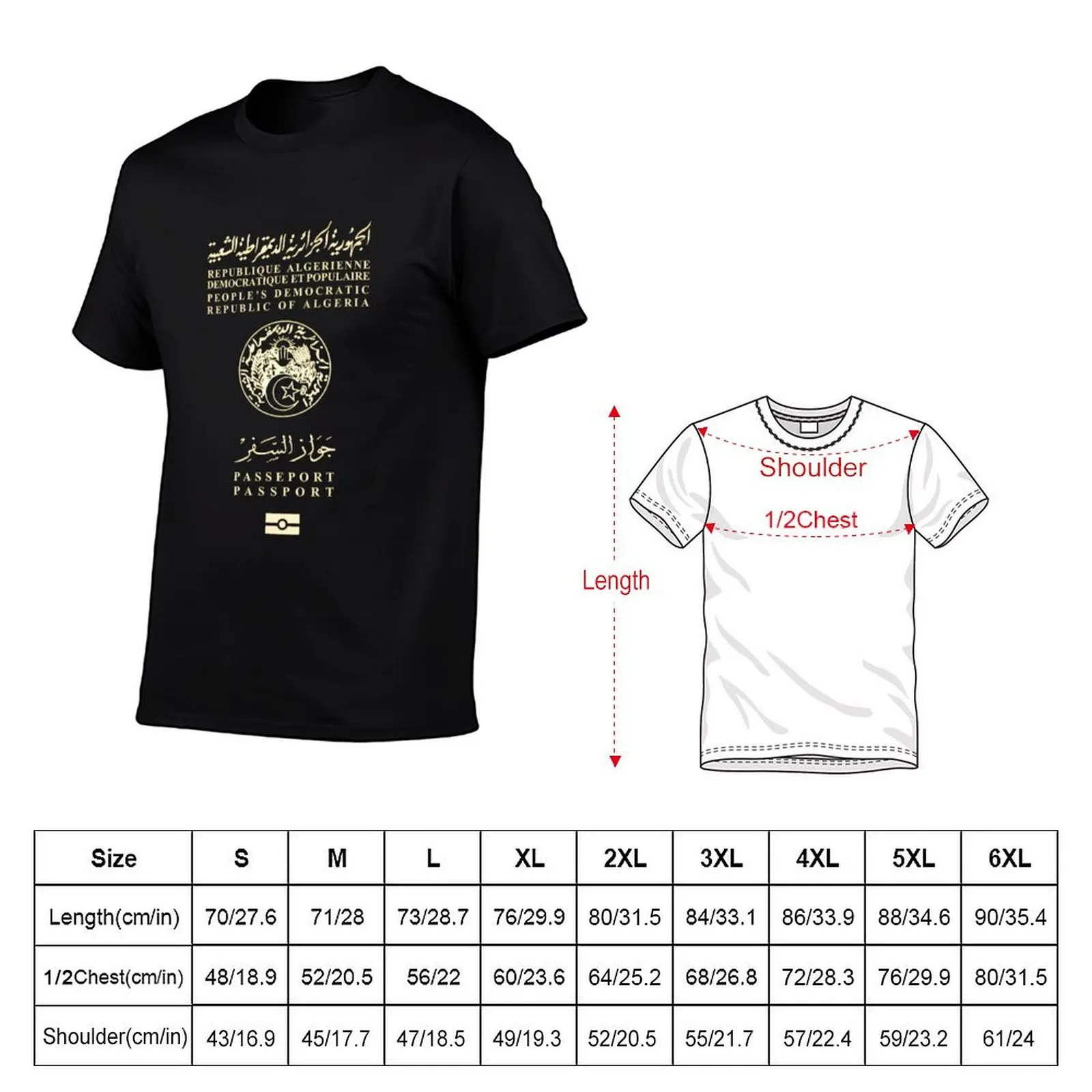 Algerian Passport Tshirt T-Shirt summer tops vintage t shirts clothing for men