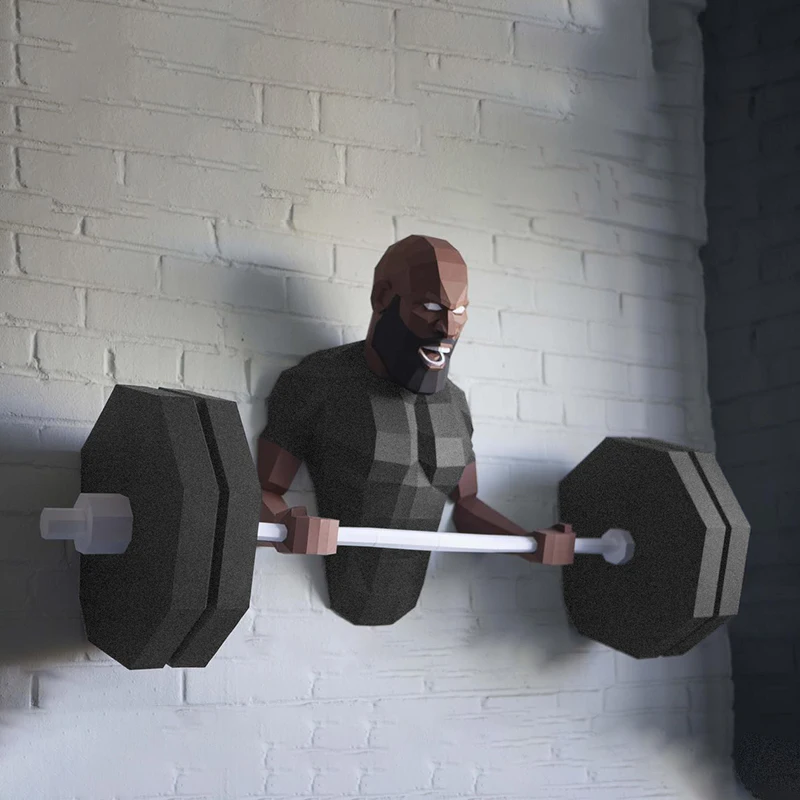 Gym iron themed weightlifting barbell wall large three-dimensional