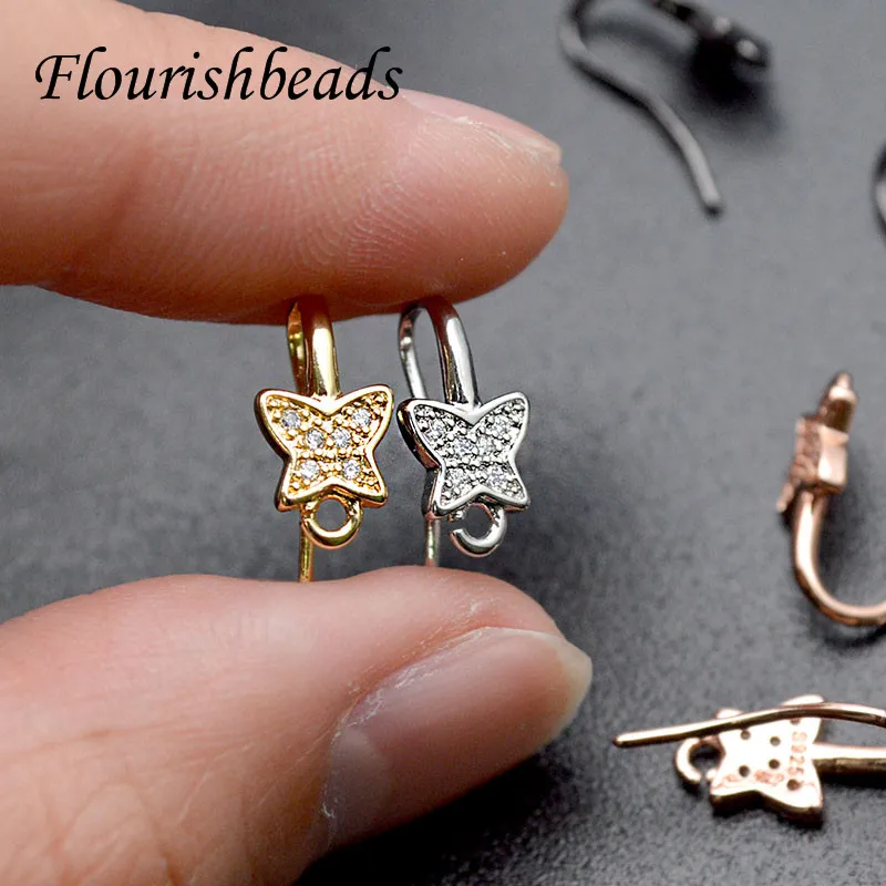 Imagem -02 - Níquel Livre Multi Strass Grânulos de Metal Brincos Ganchos Real Ouro Chapeamento Fios da Orelha para Joias Que Faz Fornecedor 30 Pcs