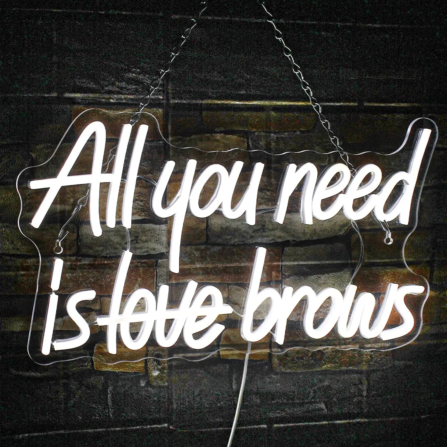 

All you need is Brows Neon Sign White Led Neon Signs for Wall Decor USB Bedroom Girls Room Beauty Shop Nails Room Party Gift