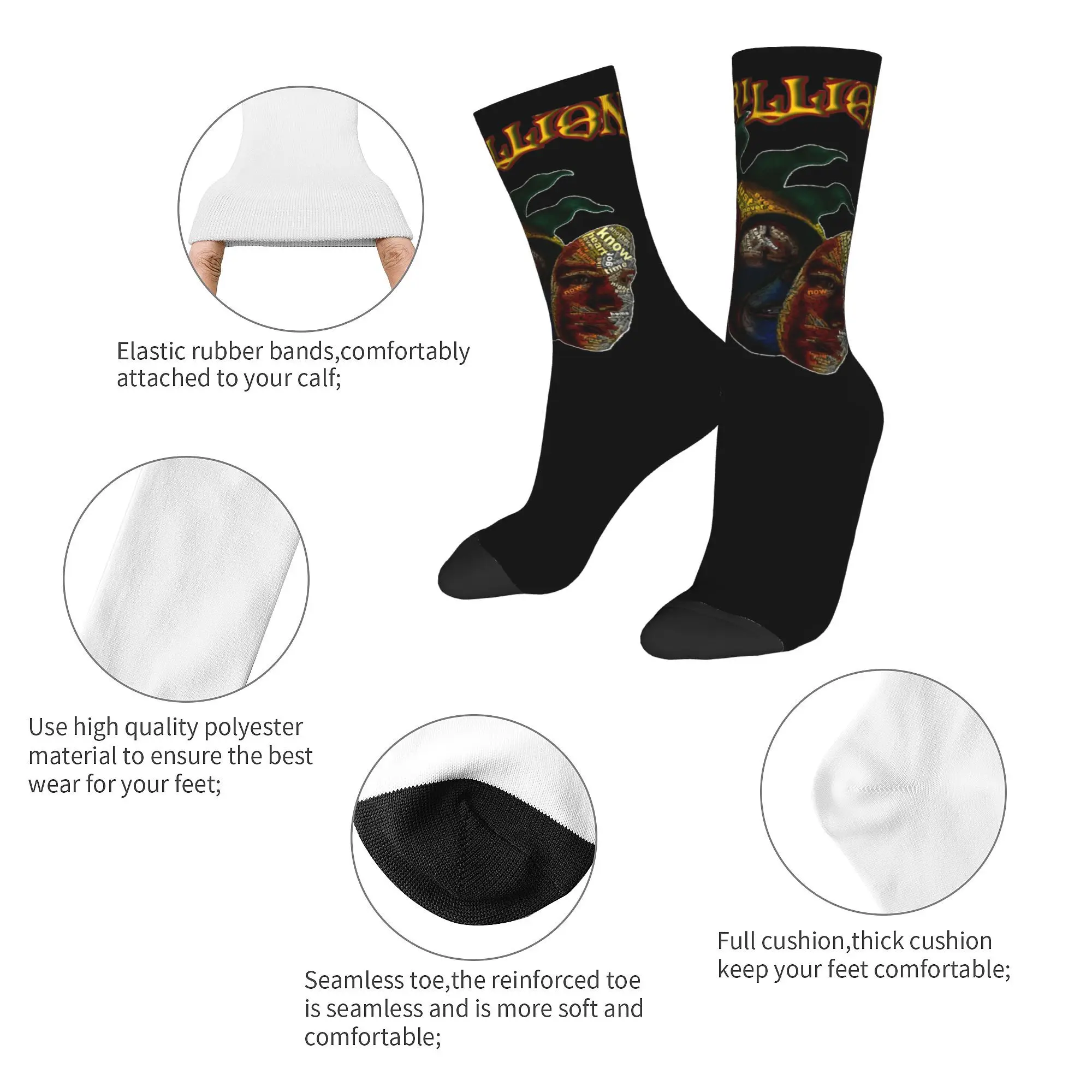 MARILLION Market Square Heroes Design Crew Socks Outfits for Men Non-slip Dress Socks