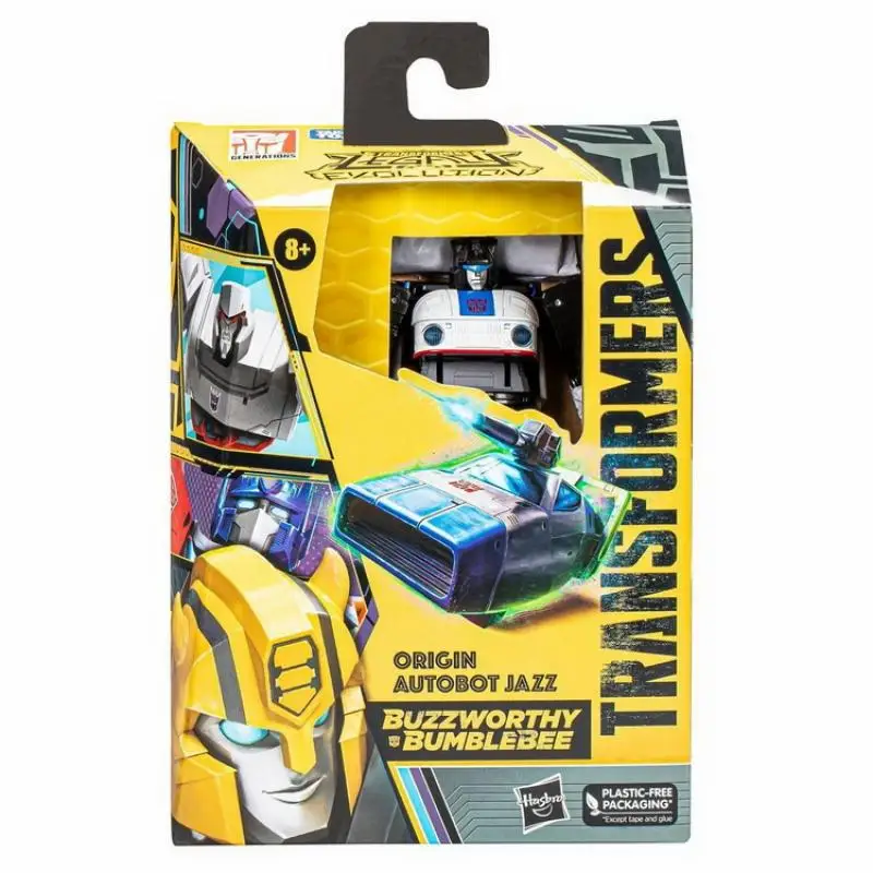 Hasbro-TransDevices Buzzworthy Bumblebee Action Figure, Evolution Origin, Autobot Jazz, Deluxe aq, Gift