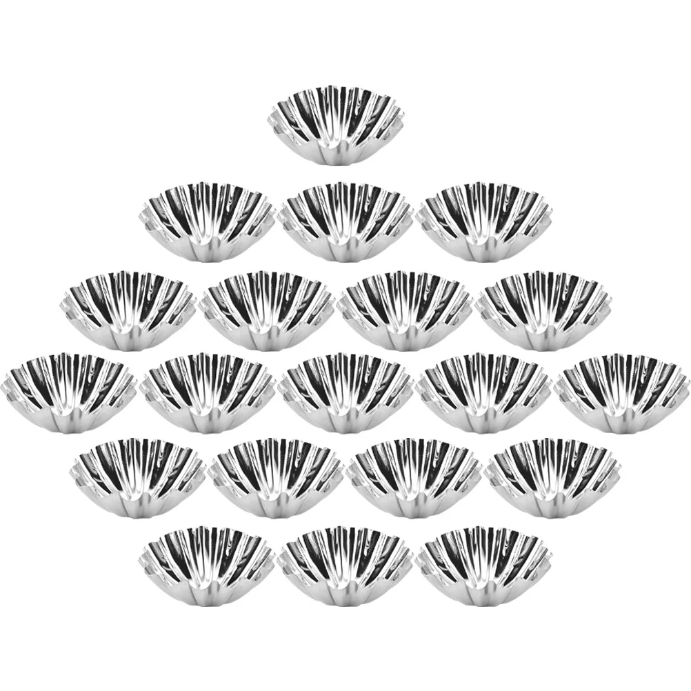 

20Pcs Muffin Cup Molds Stainless Steel Non-Stick Reusable Baking Cups for Tart Pudding Jelly DIY Heat-Resistant Cupcake Pans