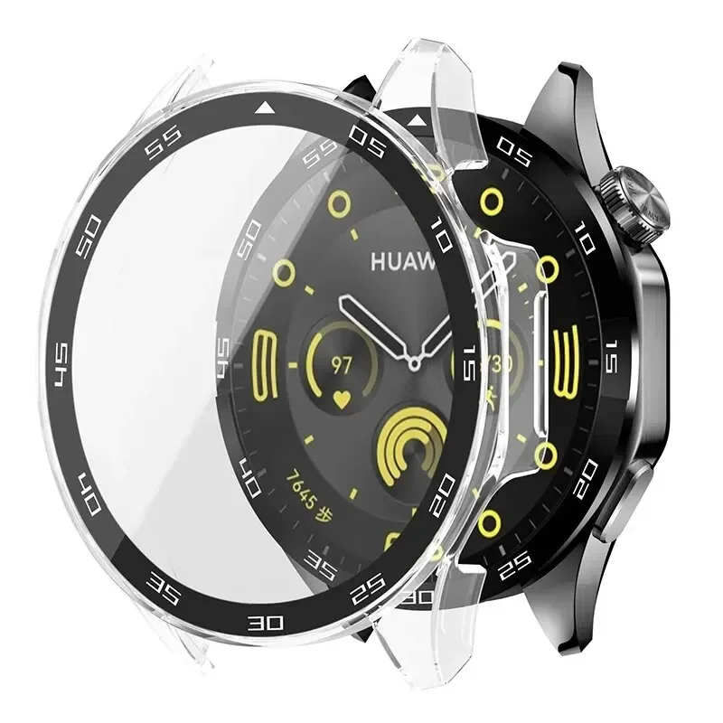 Tempered Glass+PC Case for Huawei Watch GT 4 46mm 41mm / GT4 46 41 mm Smart Watch Accessories Full Cover Protective Hard Cases
