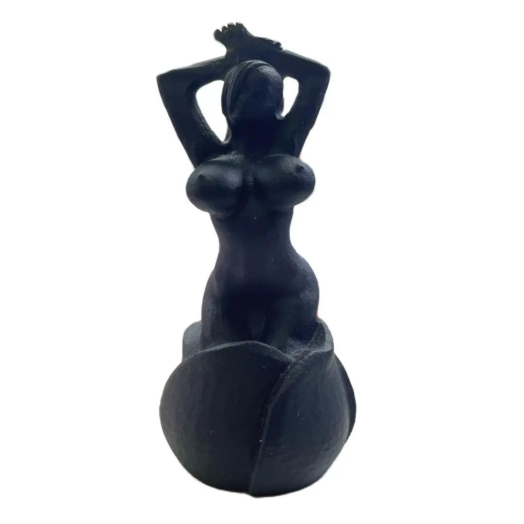 10CM Natural Black Obsidian Carved Rose Goddess Image Queen Statue Female Nude Crystal Figurine Crafts Table Desk  Decoration