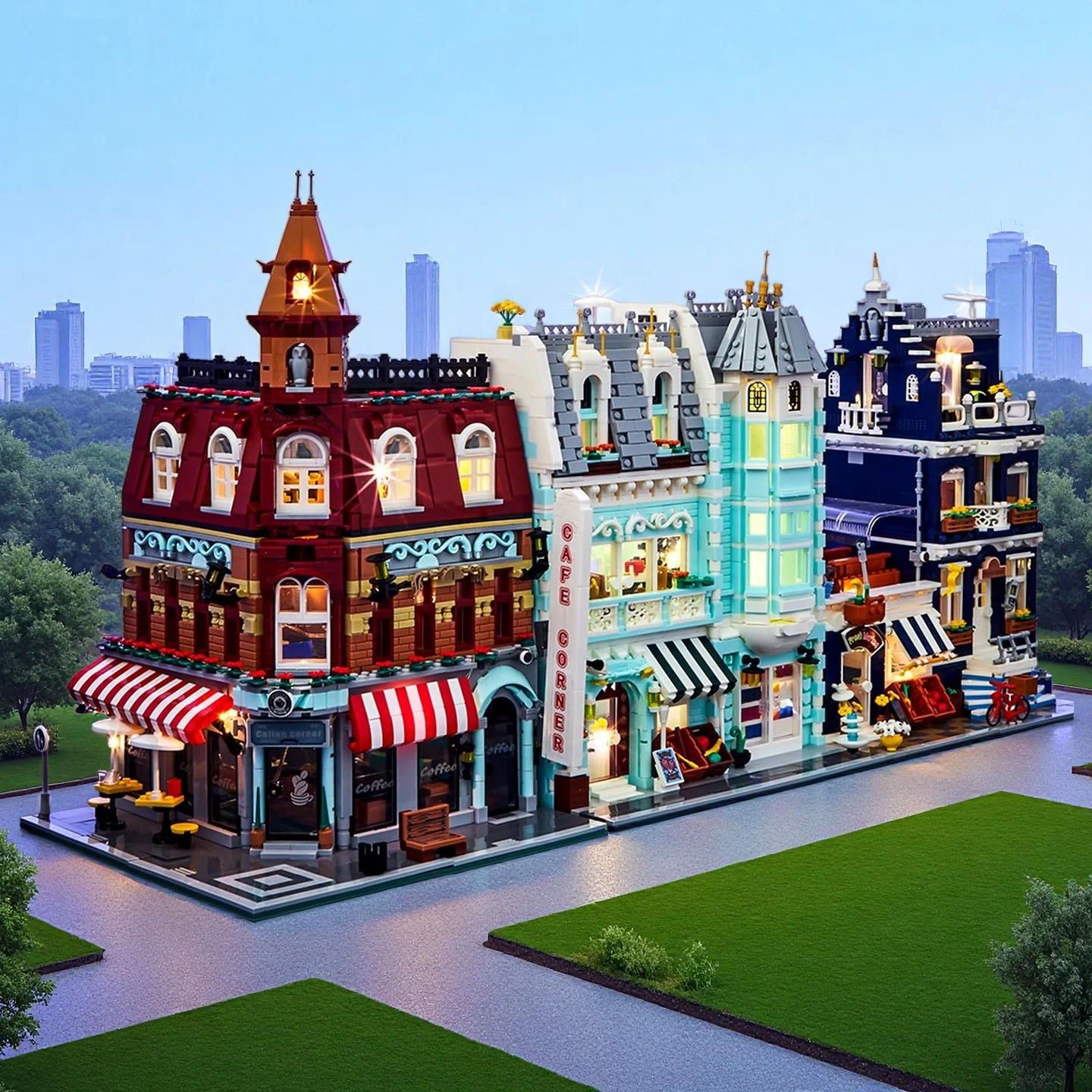 

2025 Cityscape Mini Building Bricks MOC Kit European Street View 3in1 Model Construction Toy Kids Christmas Birthday Gifts