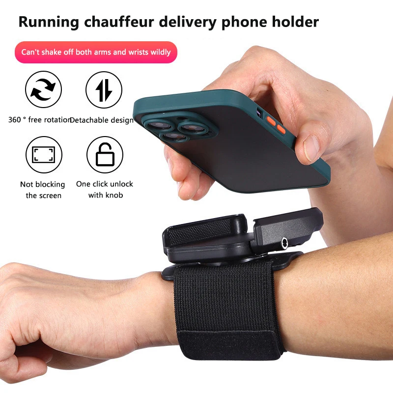 Wristband Phone Holder Mobile Sport Running Phone Wrist Bag Arm Bag Removable 360°Rotating Takeaway Navigation For Cycling