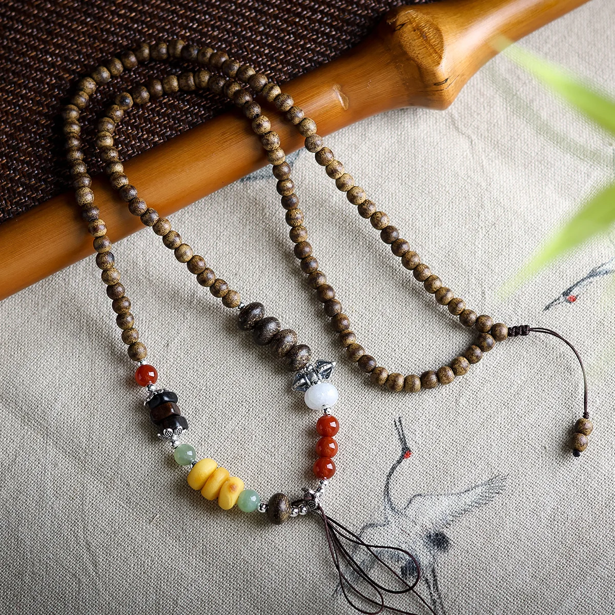 Handwoven One Line Butter Agarwood Universal Pendant Rope for Beeswax Jasper South Red Agate Sweater Chain Gifts