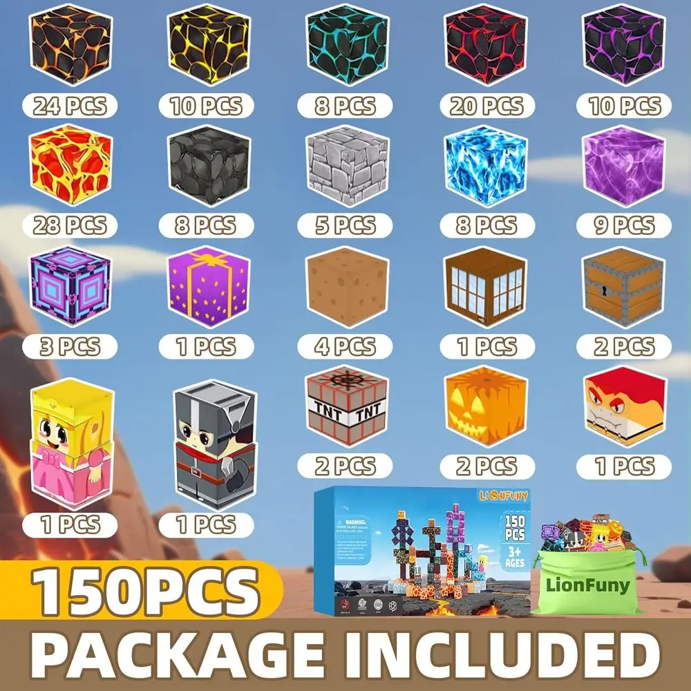 Set da costruzione magnetico per bambini 150 pezzi, giocattoli STEM per età 3-12, blocchi impilabili con magneti sensoriali per ragazzi e ragazze