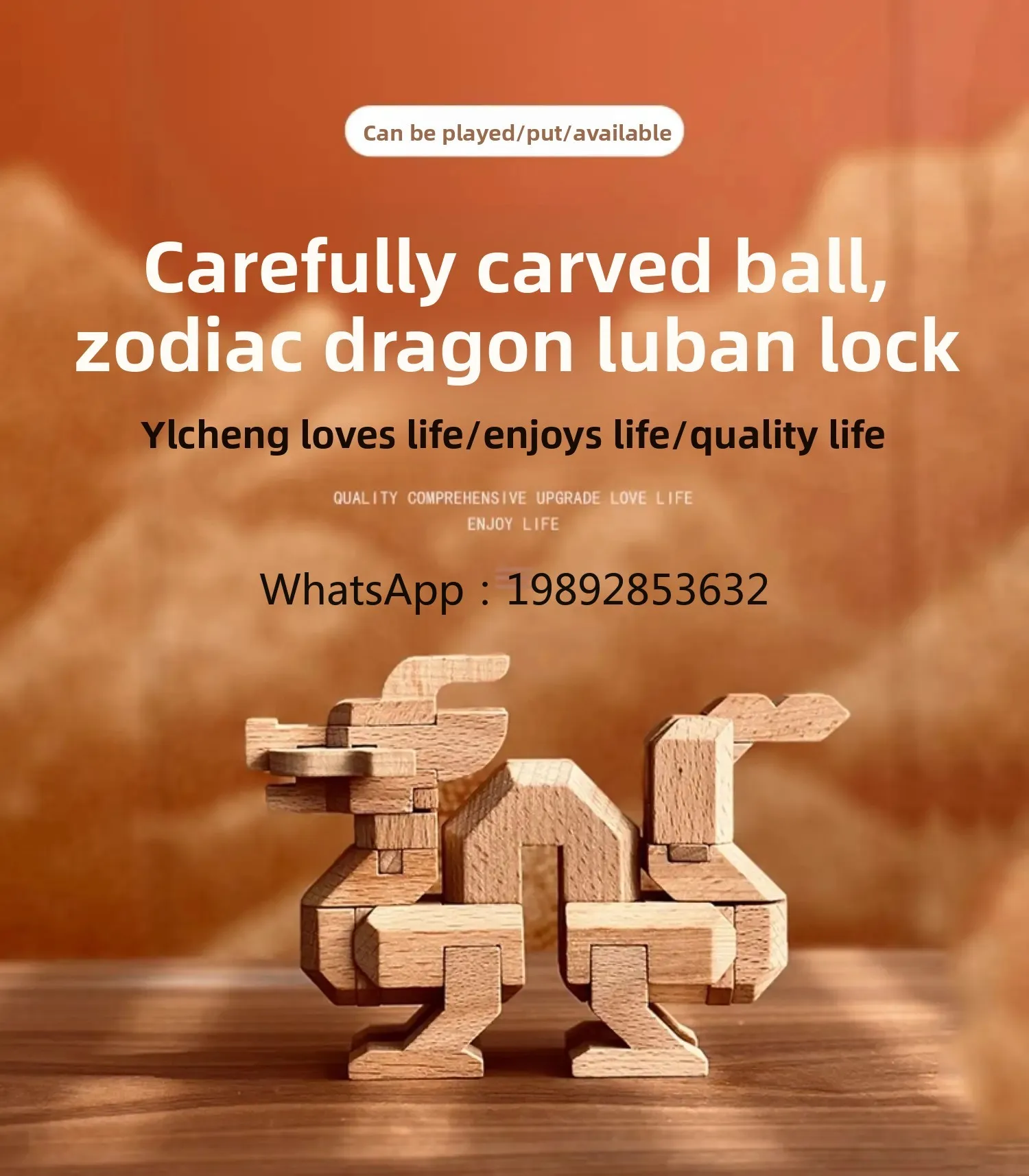 ZZ Dragon Year Special Edition Burr Puzzle Massief houten speelgoed Zodiac Dragon Woondecoratie Vakantiecadeau