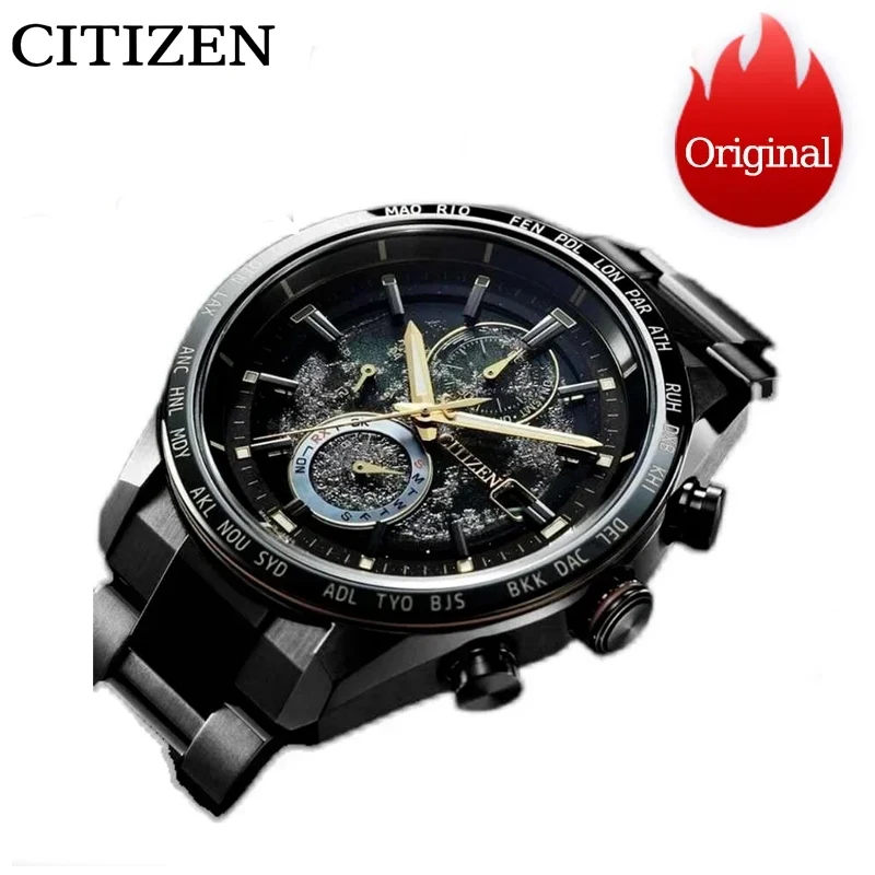 CITIZEN Luxury The Back of The Moon  Men\'s Watch Stainless Steel Quartz Watches Calendar Night Light Casual Men\'s Wristwatches