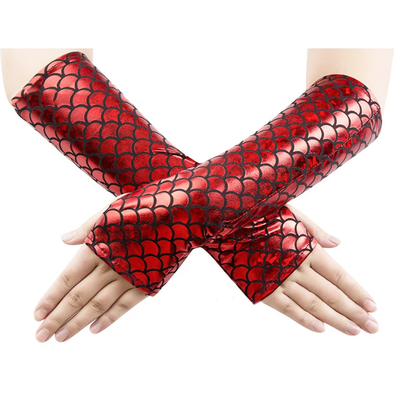 Frauen Cosplay Meerjungfrau Halloween Bühne Leistung finger lose Handschuhe Farbwechsel Mode Persönlichkeit Kleid Accessoires