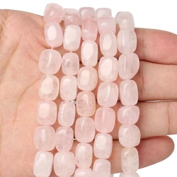 Natural Pink Quartz Loose Stone Beads Square Tube Shape Beads For Jewelry Making Handmade Bracelets Necklace Findings 8x12mm