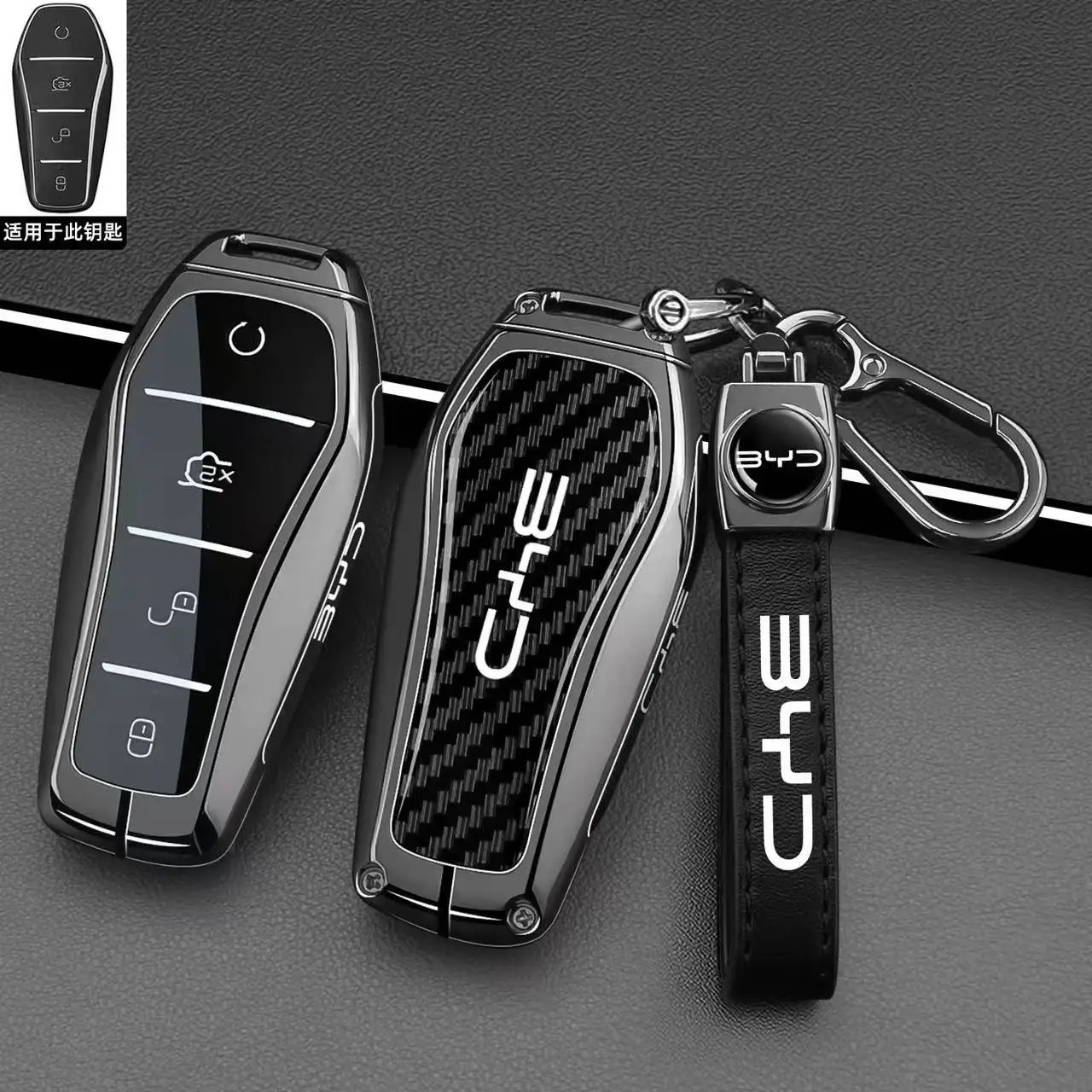 Car Zinc Alloy TPU Smart Key Case Holder Cover Chain For BYD Song Plus Atto 3 Han EV Tang DM Qin Seal Dolphin Yuan Accessories