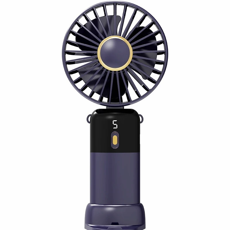 Ventola portatile personale silenziosa Mini ventola portatile ricarica USB ventola di raffreddamento pieghevole con Display digitale e cordino