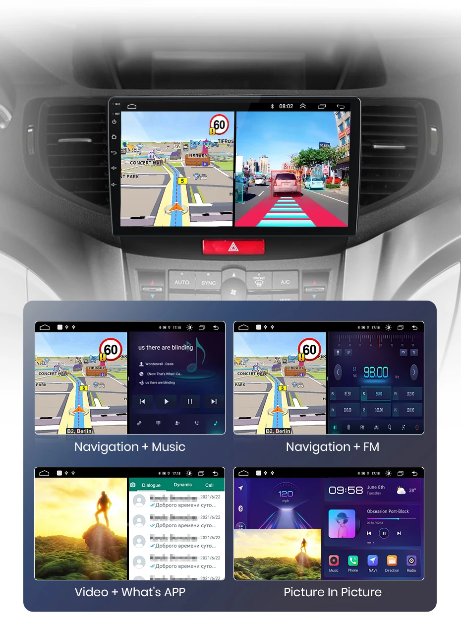 Junsun Kabelloses Carplay Android Auto Autoradio für Honda Accord 8 2008-2012 GPS Intelligente Systeme Stereo Multimedia Autoradio – Detail 22