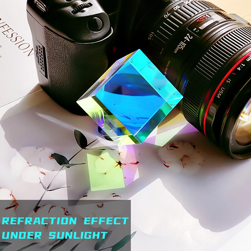 Glass Cube 50Mm Large Dichroic Prism X-Cube Prisms for Photographic Beam Splitting Photography Accessories Decorate Gifts