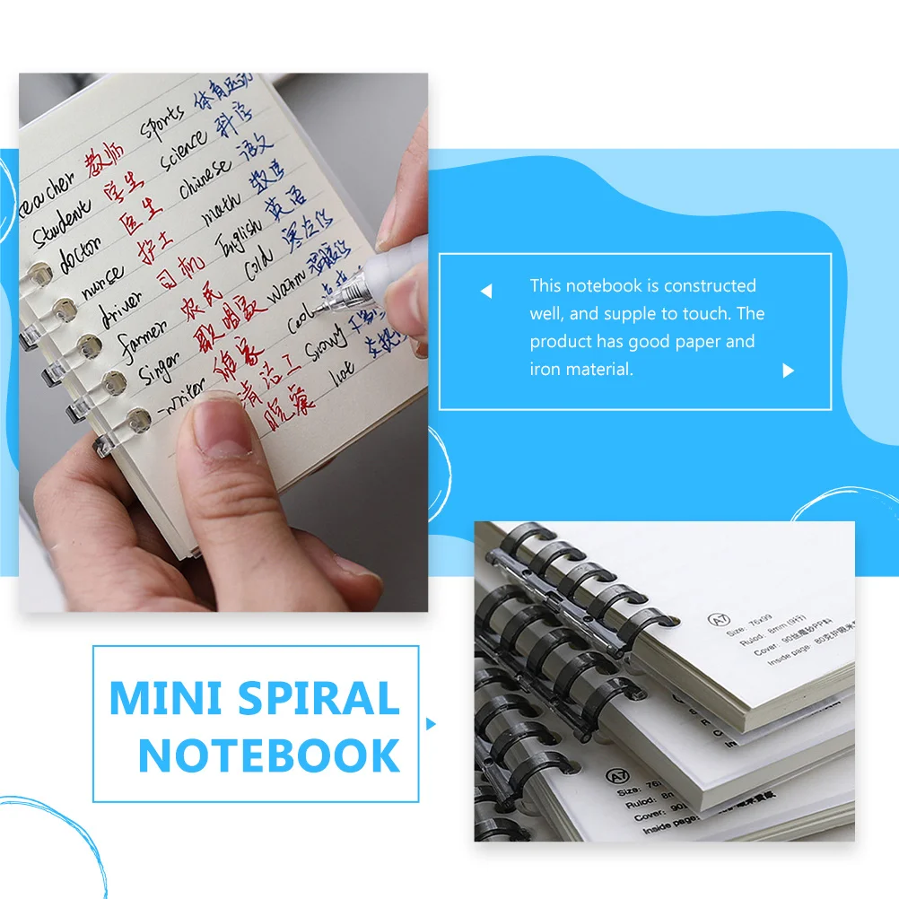 3Pcs Pocket Notebooks English Word Notepads Mini Spiral Notebooks Portable Pocket Diary Vocabulary Practice Notepads Study Memo